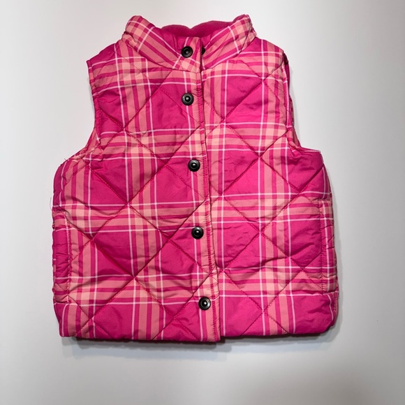 Bass Pro Shops Other - Bass Pro Shops Pink Plaid Quilted Puffer Vest Girls 3T Fleece Lined
